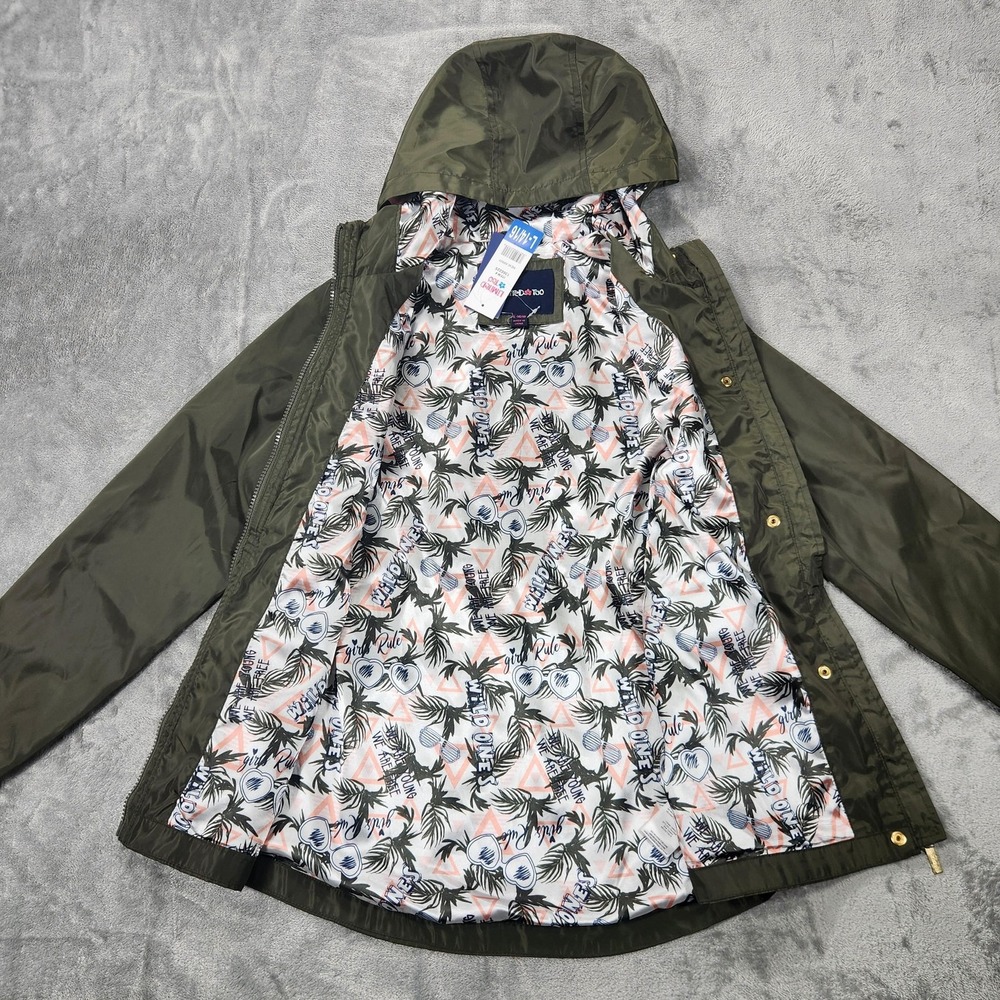 Limited Too Jacket Girls Large 14/16 Hooded Raincoat New Army Polyester - Picture 6 of 11
